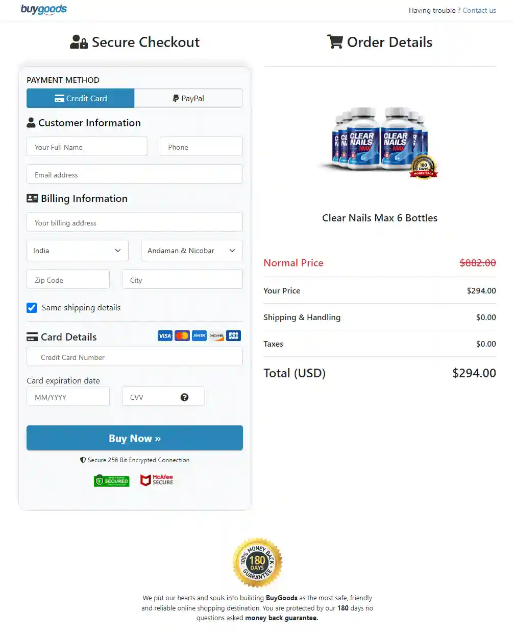  Clear Nails Max Order Form